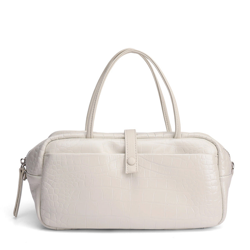 First Layer Crocodile Pattern Cowhide Hand-held Genuine Bags