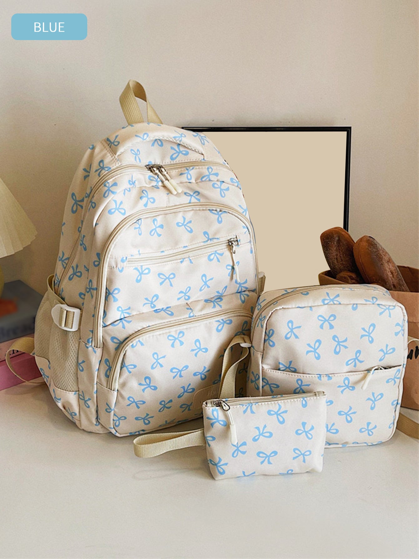 Three-piece Junior High College Large Capacity Women's Backpack