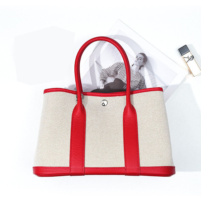 Women's High Sense Leather Genuine Large Capacity Canvas Women's Handbag