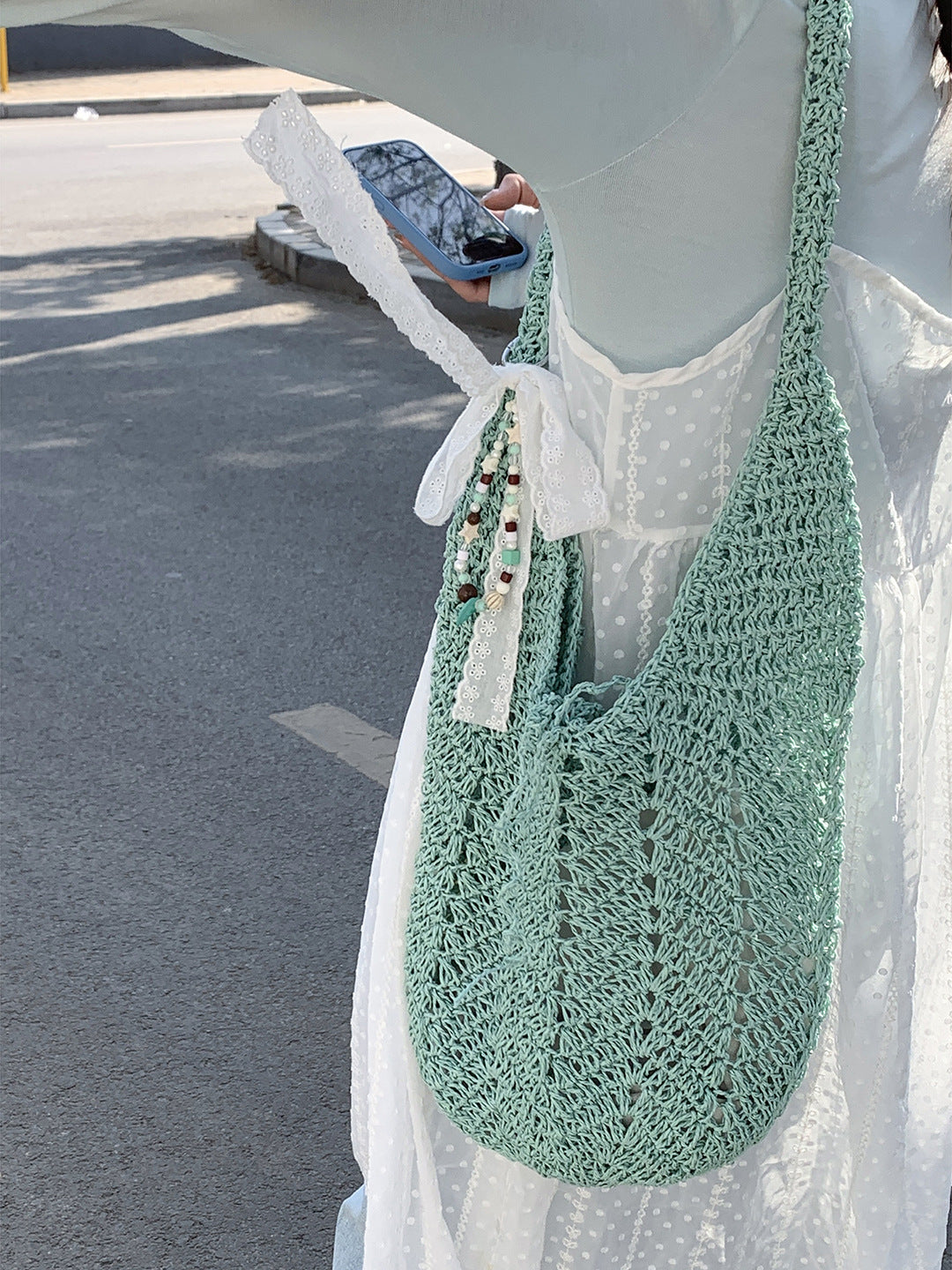 Women's Style Summer Fashion Large Capacity Knitted Underarm Bag
