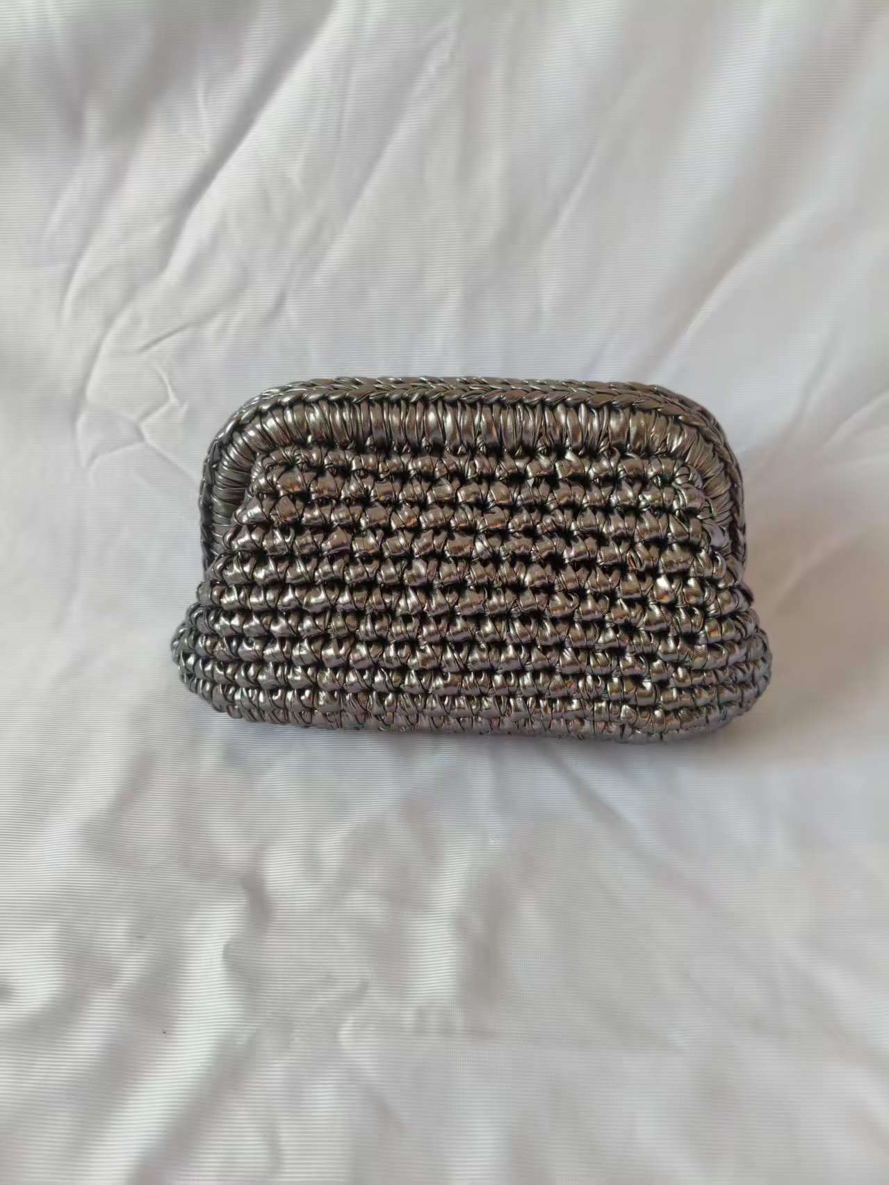 Crochet Clip Hand-held Gold Sier Woven Bags