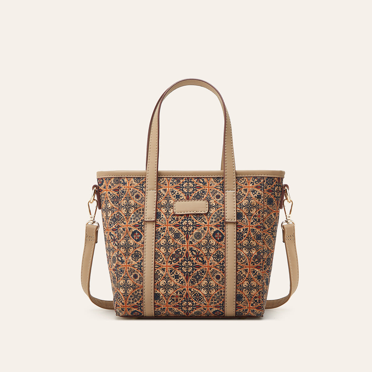 Women's Retro Ethnic Print Large Capacity Portable Commuter Cork Women's Handbag