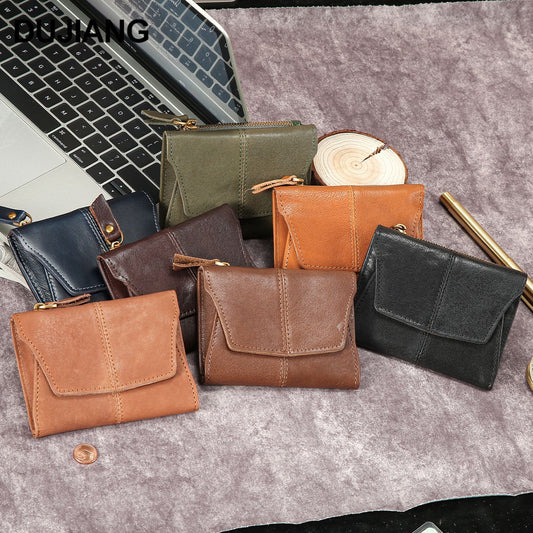 Women's & Men's Portable First Layer Cowhide Mini Clutch Card Holder