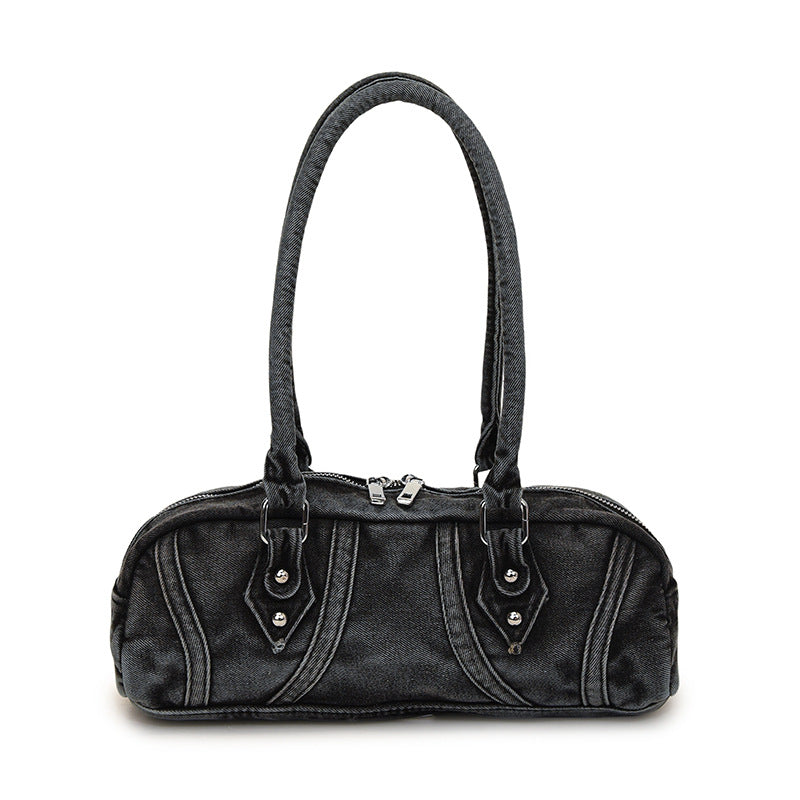 Women's Denim Fashion Design Underarm Baguette Bags