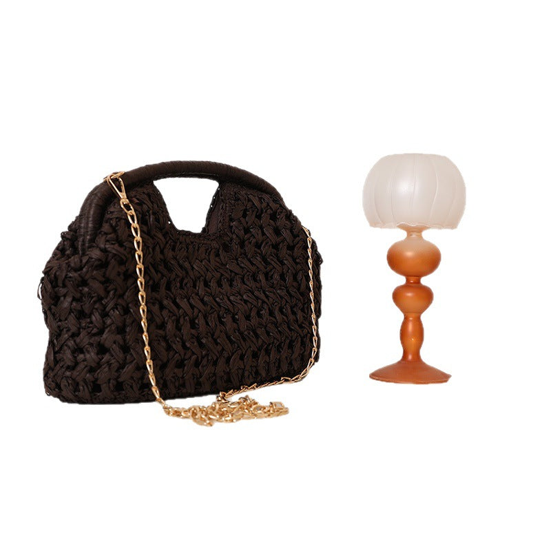 Clip Straw Woven Fashion Clutch Seaside Vacation Women's Shoulder Bag