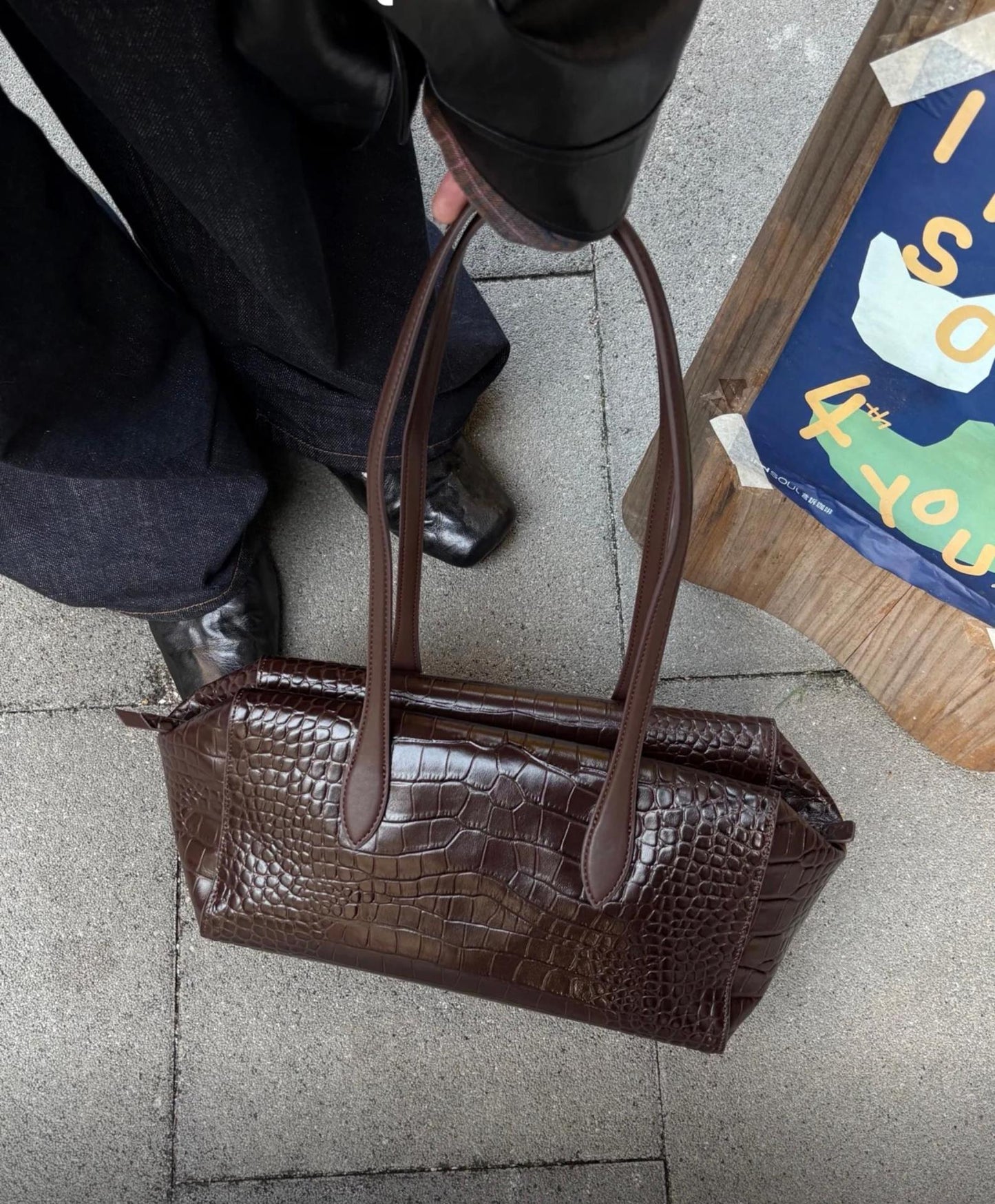 Women's First Layer Crocodile Pattern Cowhide Classic Fashionable One Women's Shoulder Bag