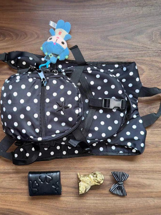 Polka Dot Large Capacity Lightweight Embroidery Patch Leisure Backpack