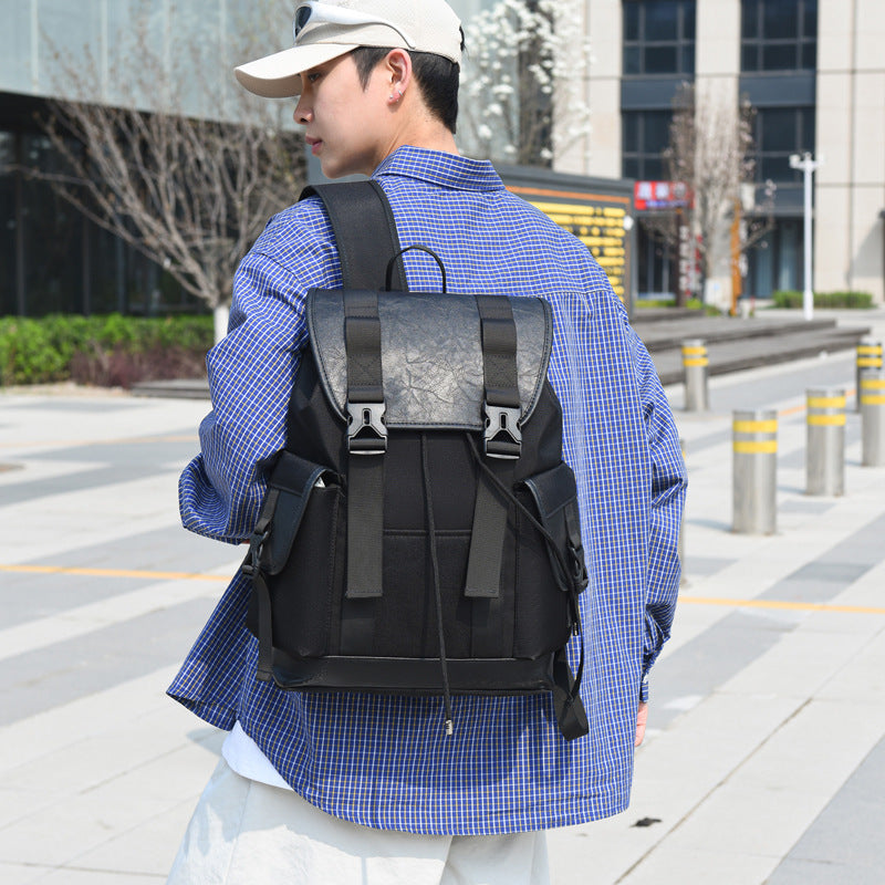 Men's High-grade Vintage Cover Business Commute Computer Large Backpacks