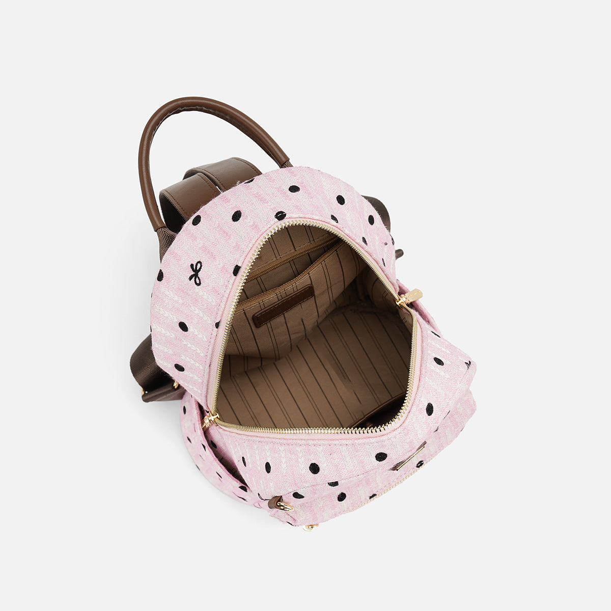Live Direct Hair Trendy Fashion Pink With Dots Leisure Backpack
