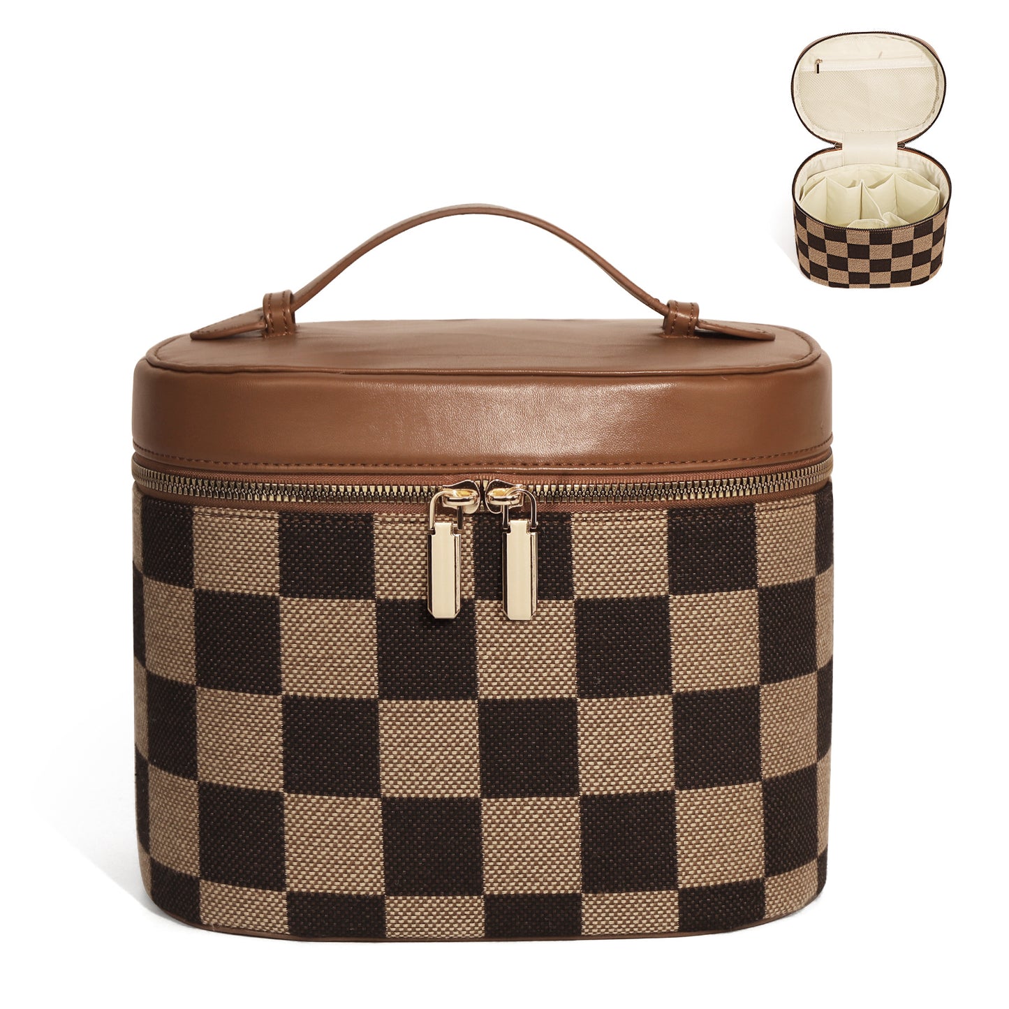 Women's Chessboard Grid Light Luxury Portable Toiletry Storage Bags
