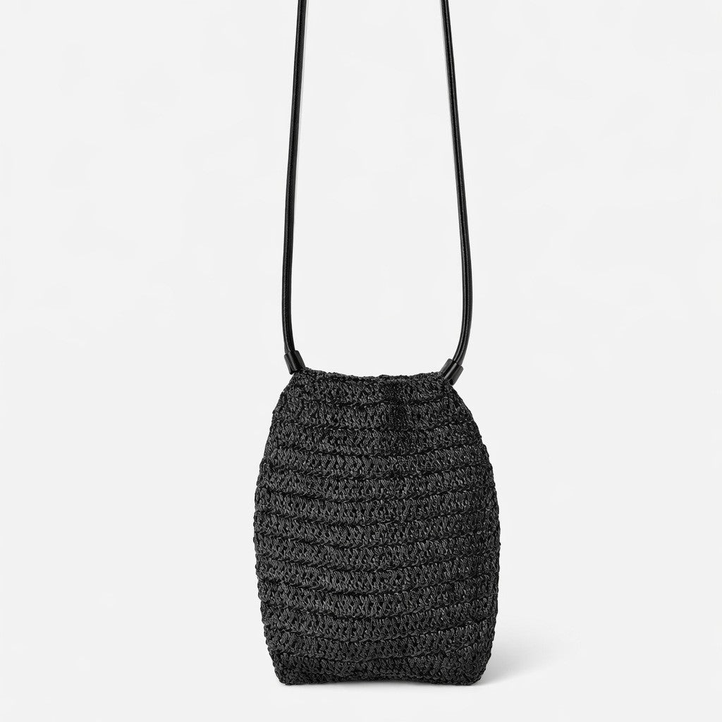 Women's Drawstring Straw Mini Woven Summer Beach Phone Bags