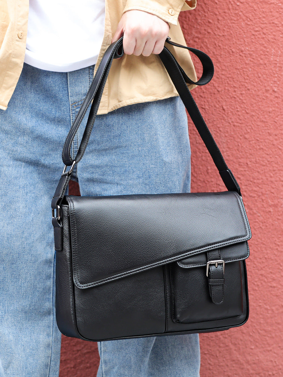 Men's Layer Cowhide High-grade Korean Style Trendy Men's Messenger Bag