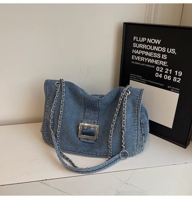 Women's Denim Fashion Large Capacity Chain High-grade Shoulder Bags