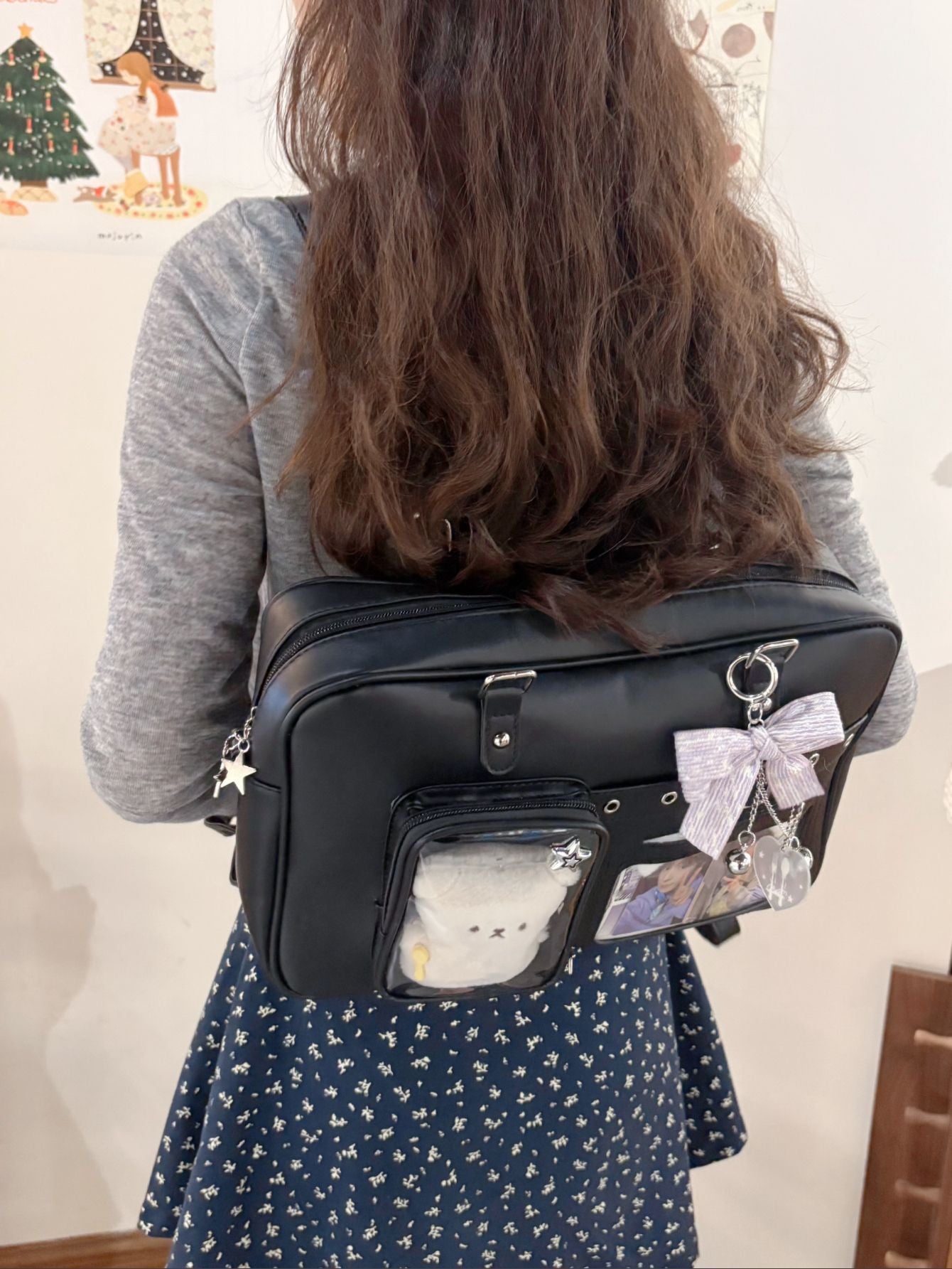 Large Capacity Transparent Millet Badge Bar Doll Cartoon Women's Backpack