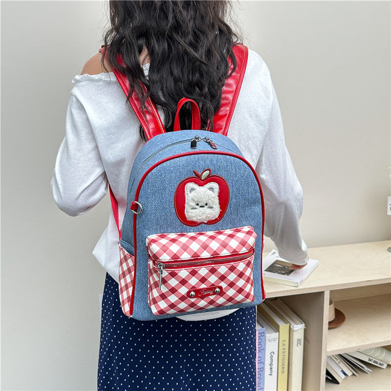Women's Korean College Style Plaid Printed Polka Women's Backpack