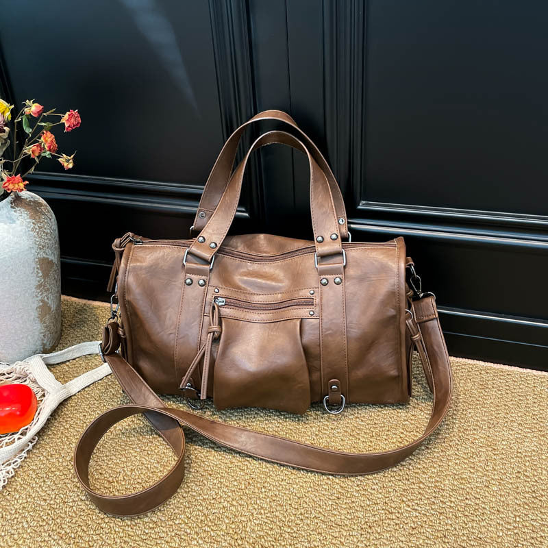 Women's Motor Style Underarm Commuting Soft Leather Solid Tote Bag