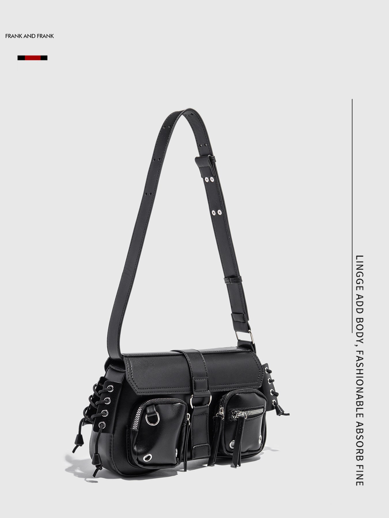 Pretty Black Advanced Texture Motorcycle Niche Underarm Bag