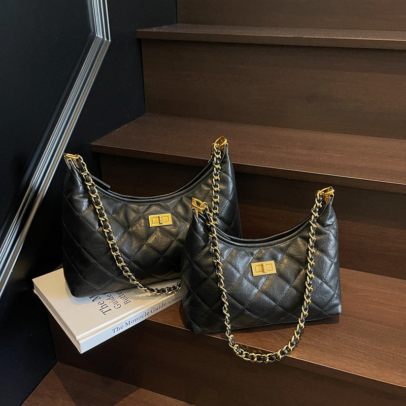 Women's Rhombic Embroidery Thread For Spring Korean Style Versatile Trendy Chain Women's Shoulder Bag
