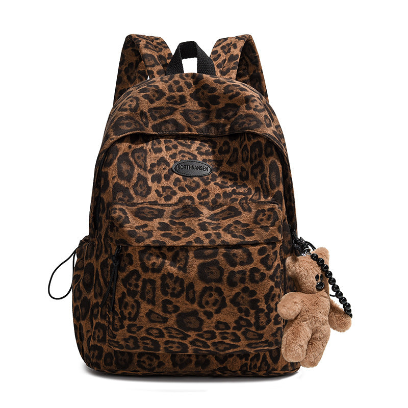 Women's & Men's Large Capacity Leopard Print Computer College High Korean Backpacks