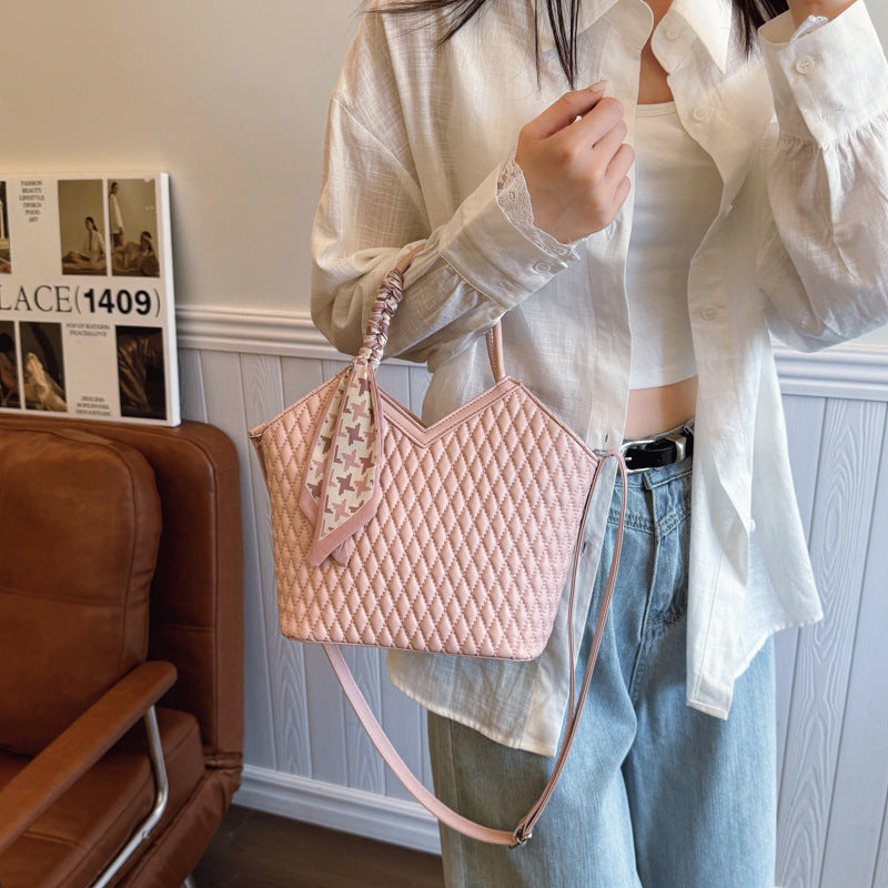 Women's Woven Pattern Mori Cute Trendy Design Bucket Bag