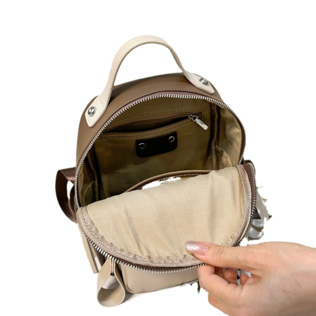 Women's Color Cowhide Genuine Leather Napa Soft Leisure Large Women's Backpack