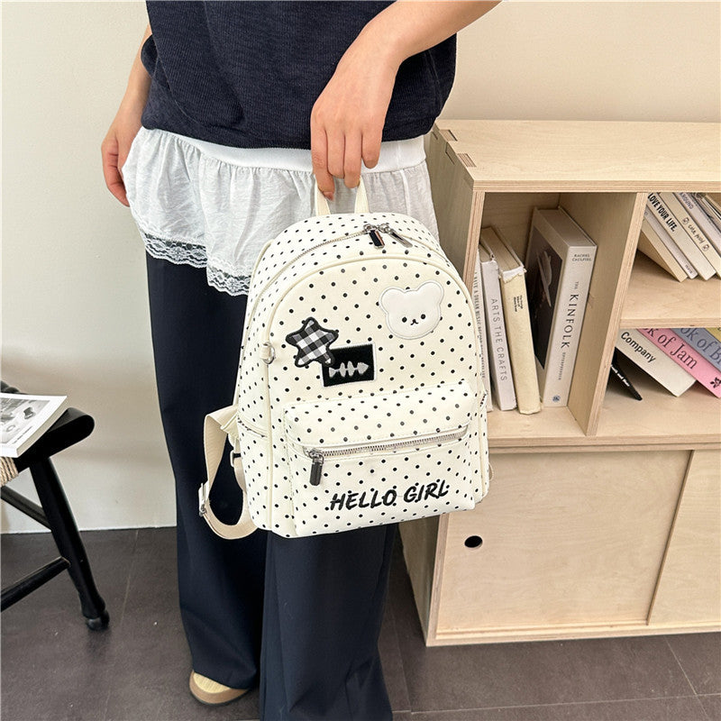 Korean Style Cute Bunny Polka Dot Simple Large Capacity Lightweight Backpacks