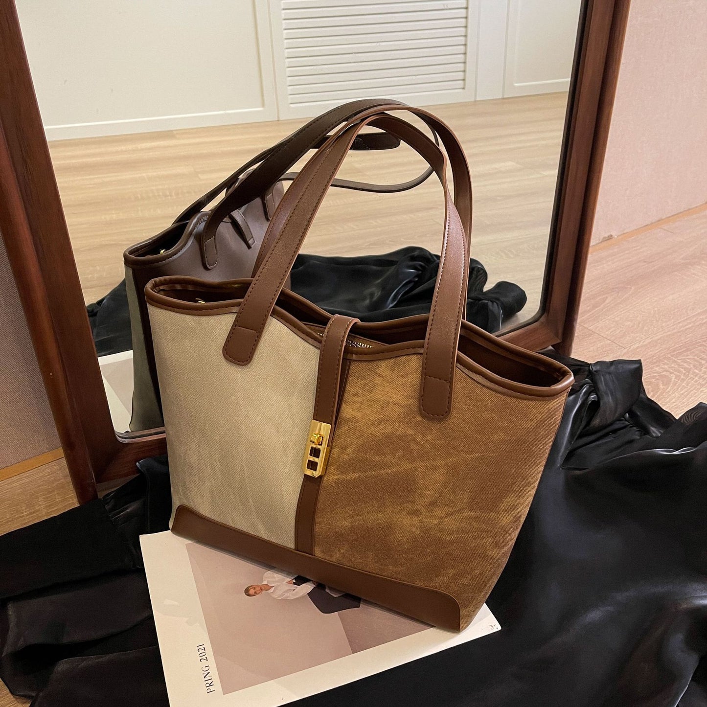 Texture Cross Body Female French Fashionable Bucket Bag