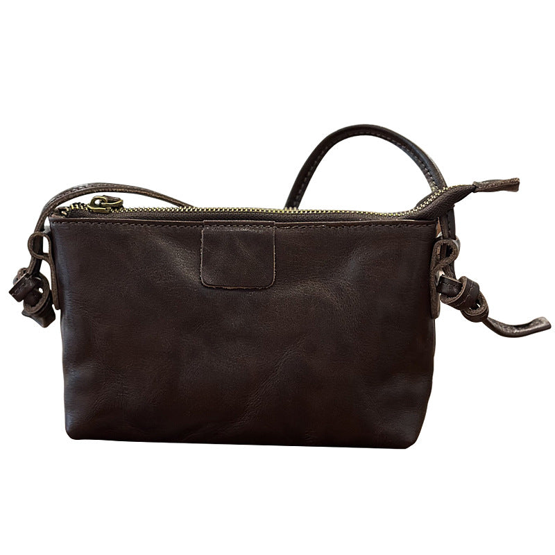 Women's Textured Genuine Leather Retro Design Commuter Bags
