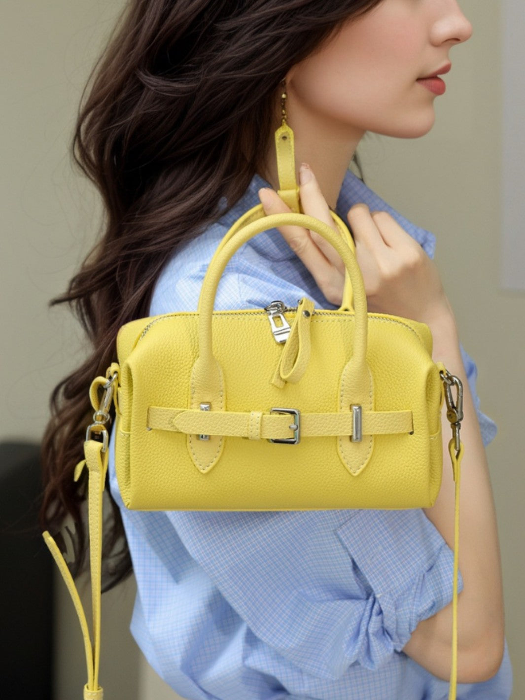 Women's Bowling Genuine Leather Niche High-grade Large Bags