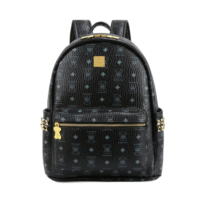 Women's Popular Korean Western Style Printed Large Capacity Trendy Leisure Backpack