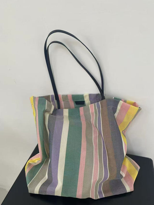 Style Rainbow Striped Large Capacity Fashion Leisure Women's Shoulder Bag