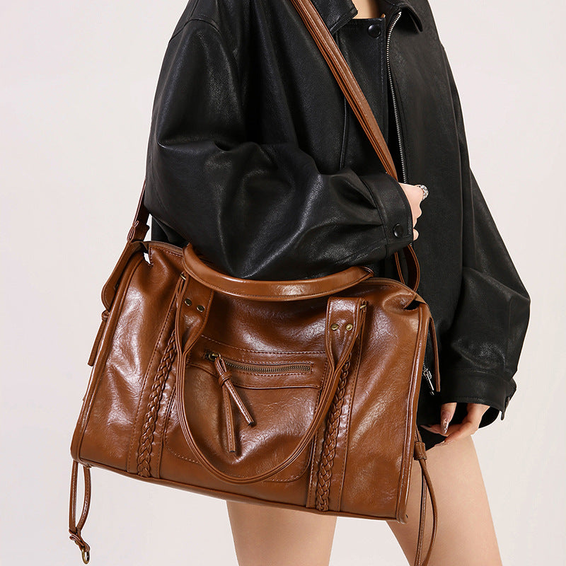 Women's Style Female Soft Leather Large Capacity Totes Trendy Bags