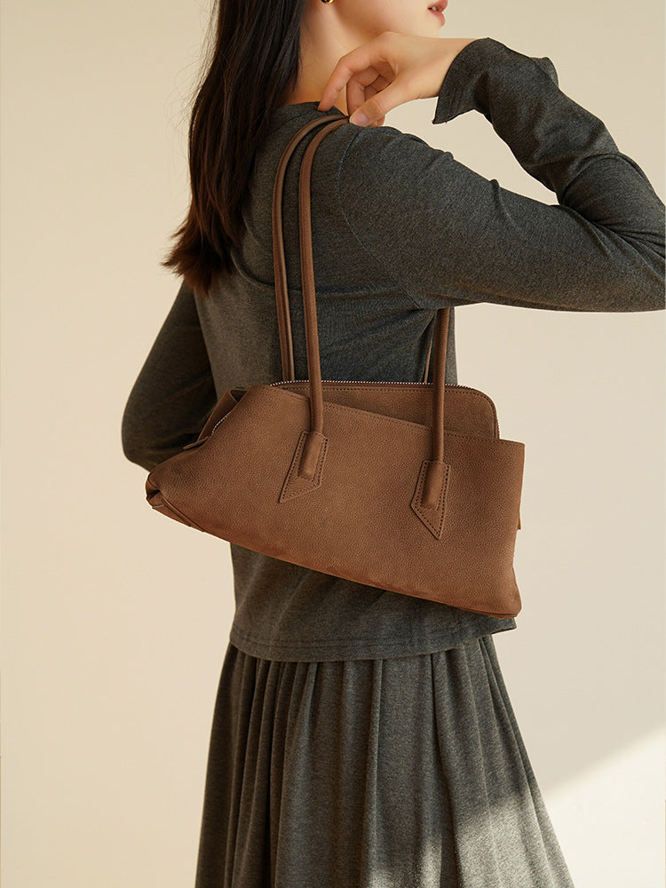 Style Niche First Layer Cowhide Underarm Fashion Irregular Loose Feeling Women's Handbag
