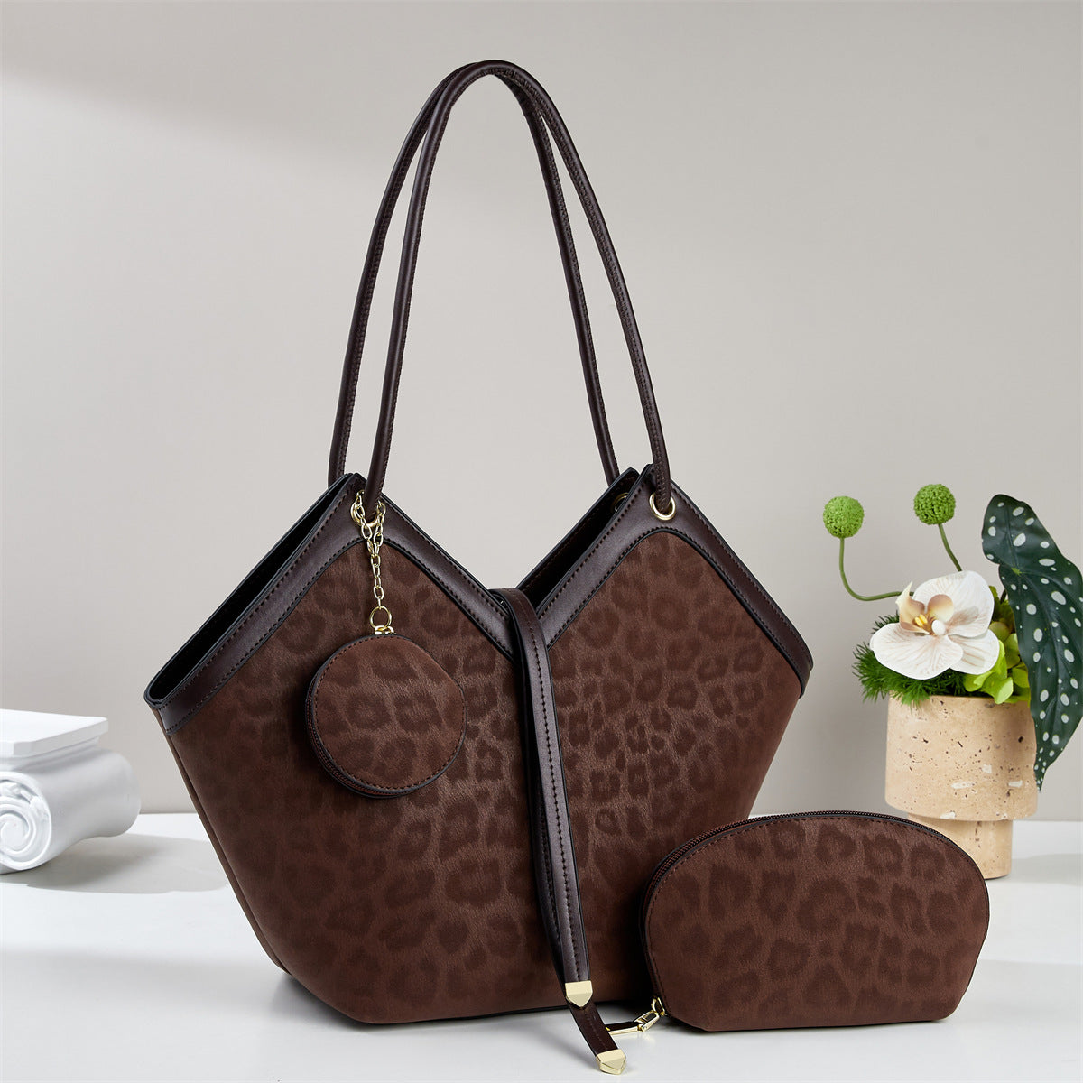 Women's Niche Simple Leopard Print Three-piece Bags
