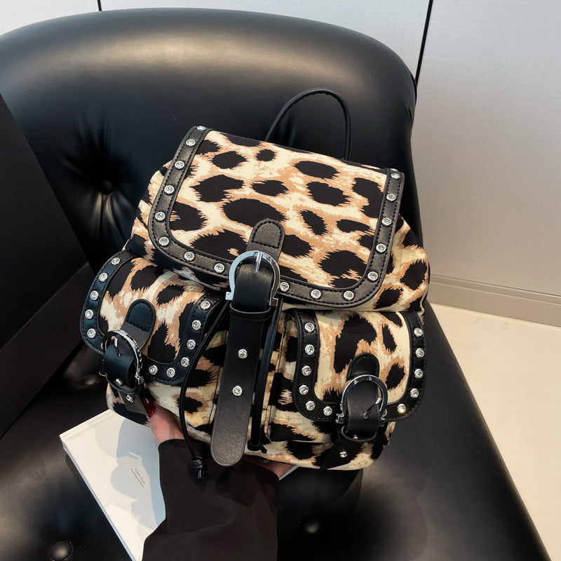 Retro Personalized Leopard Print Trendy Fashion Women's Backpack