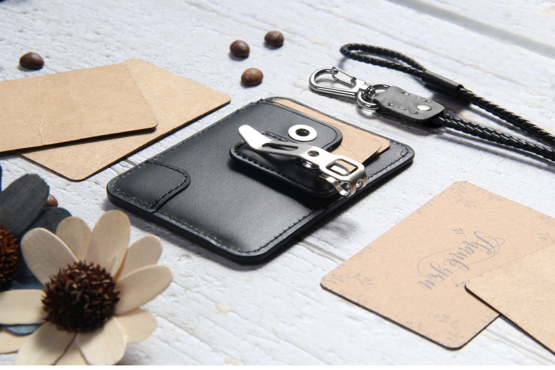 Genuine Leather Crazy Horse Work Bus Access Card Holder