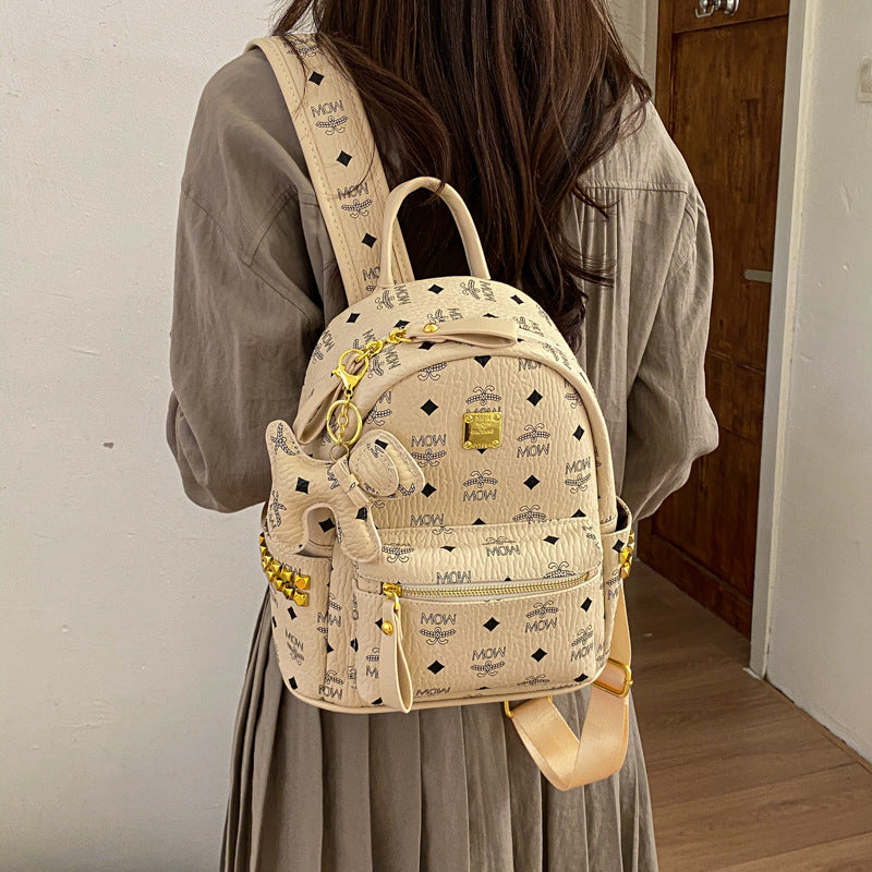 Korean Style Fashionable Retro Classic Presbyopic Letter Backpacks