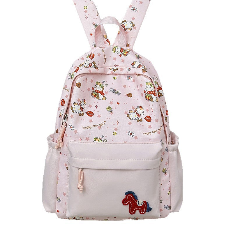 Pony Print Large Capacity Early High Leisure Backpack