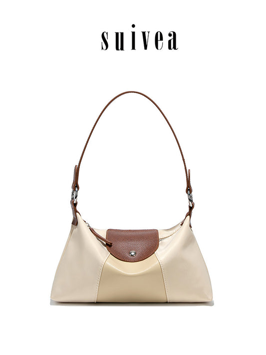 Women's Contrast Color Daily Commuter Lunch Box Dumpling Versatile High Quality Underarm Bag