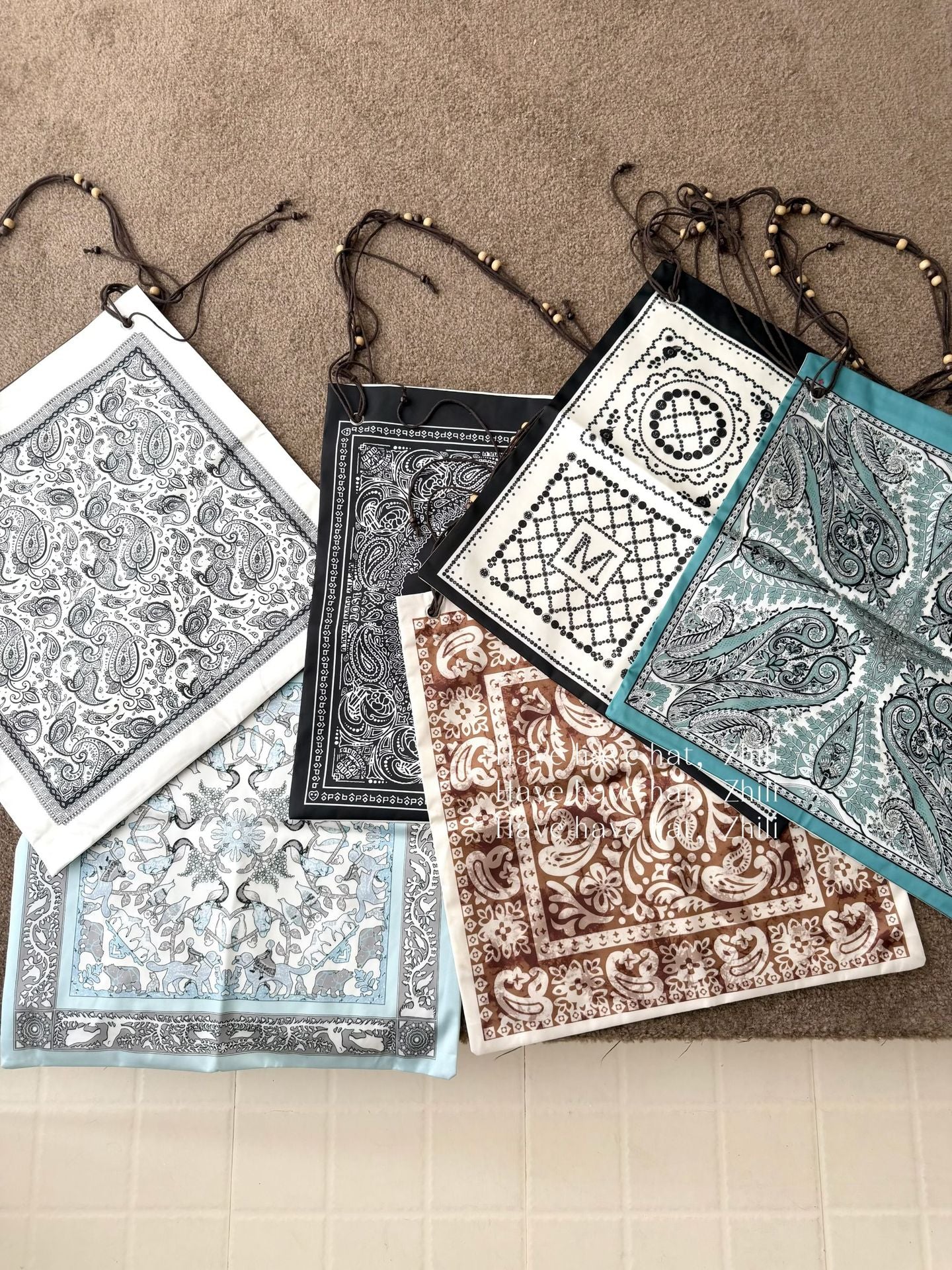Women's Song Yan Bohemian Beaded Vintage Fashion Print Large Women's Shoulder Bag