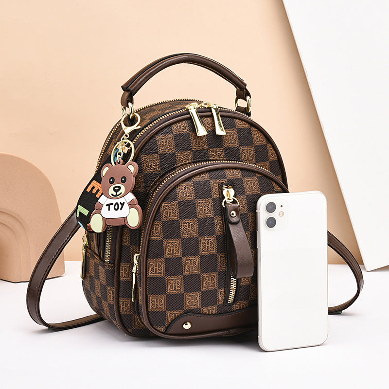 Women's Super Hot Soft Leather Printed Contrast Color Simple Women's Backpack