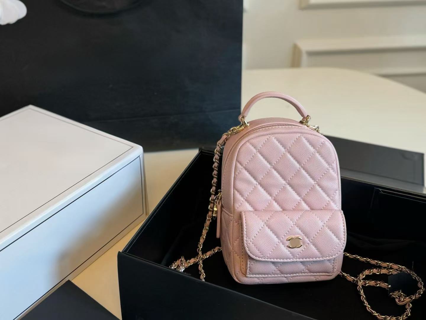 High Quality Rhombus Chain Classic Style Lychee Leather Bags
