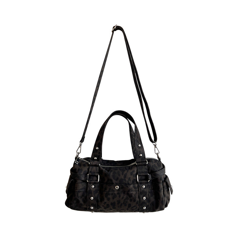Niche Leopard Print Vintage Hot Large Capacity Fashion Underarm Bag