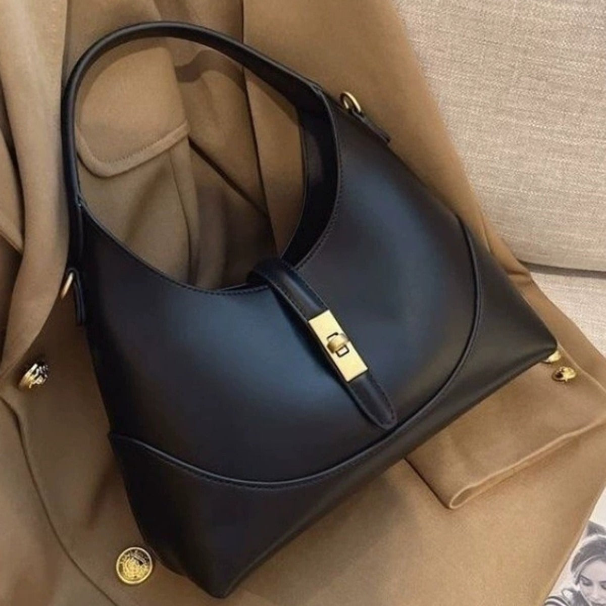 Women's Exquisite Color Contrast Patchwork Design Fashion Elegant Graceful Large Capacity Bags