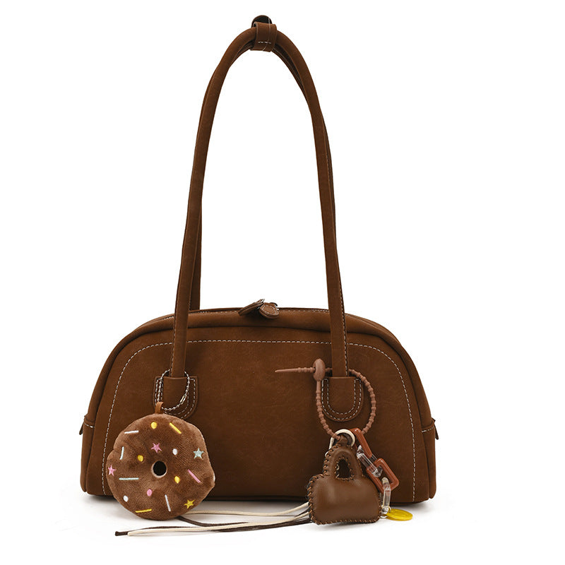 Women's Retro Minority Underarm Fashionable Suede Bowling High Sense Women's Shoulder Bag