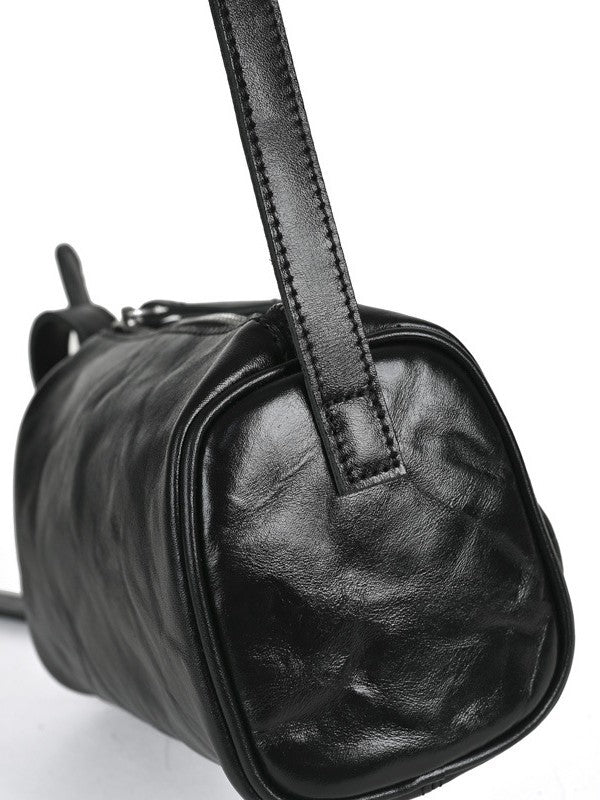 Women's & Men's First Layer Vegetable Tanning Leather Cylinder Bags