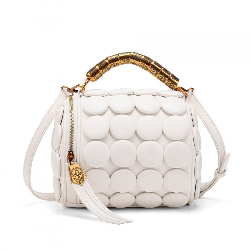 Women's Round Handmade Button Classic Pillow Women's Handbag