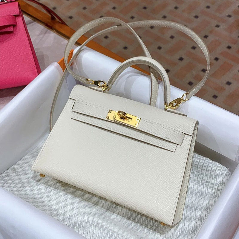 Palm Print Genuine Leather Kelly Second Generation Trendy High Women's Handbag