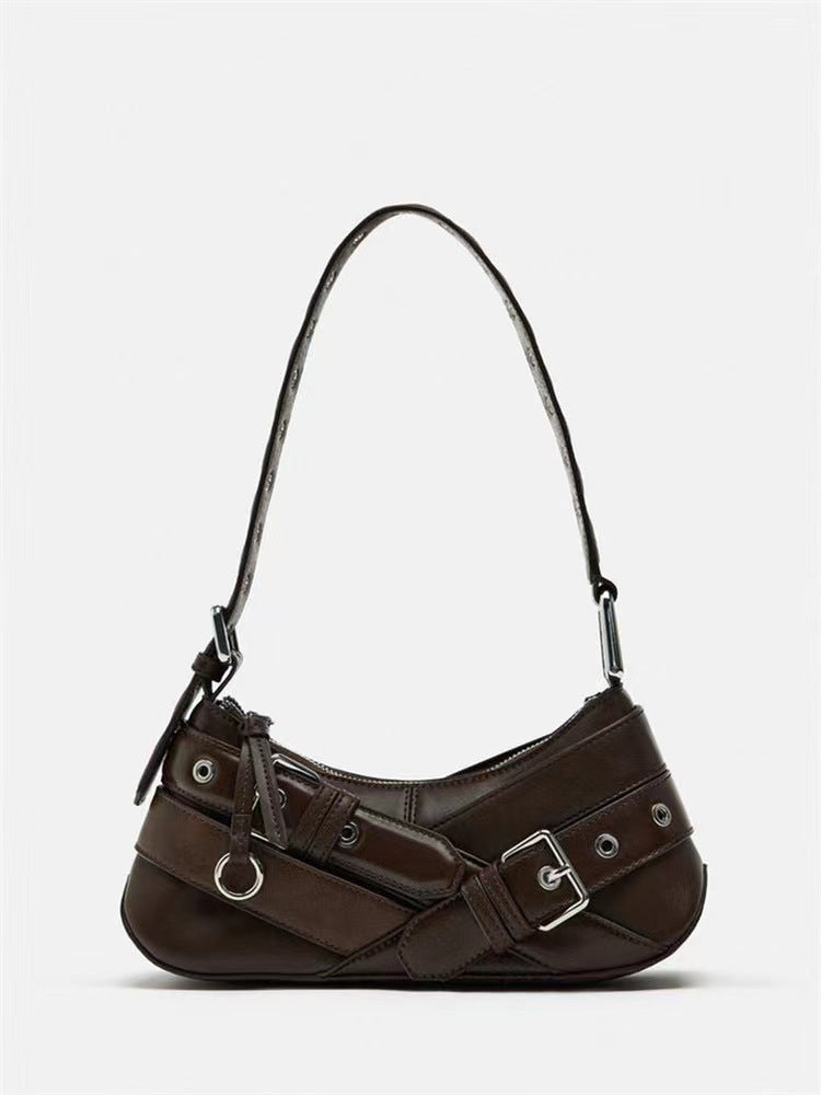 Women's Z Niche Retro Black Hot Motorcycle Underarm Women's Shoulder Bag