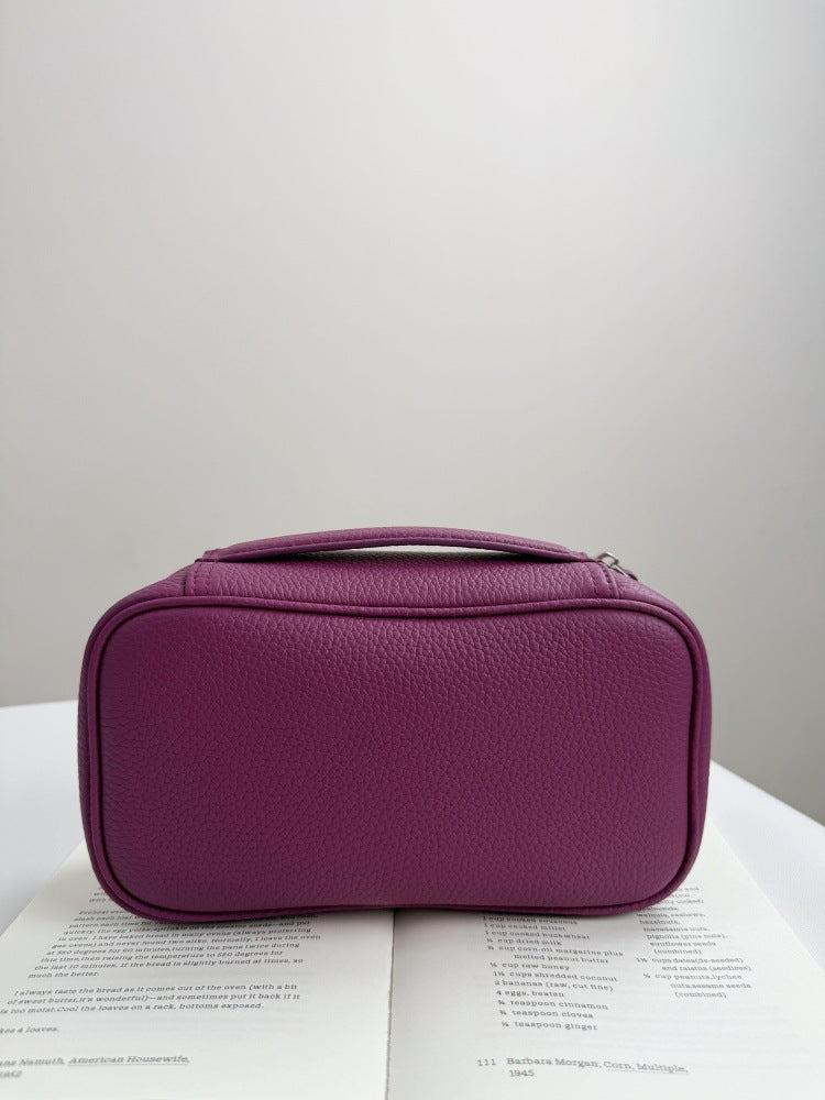 Luxury Genuine Leather Portable Clutch Storage First Layer Cowhide Makeup Bag